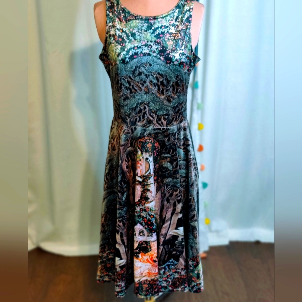 BlackMilk iridescent Shiny Velvet Sleeping Beauty Enchanted Forest swing Dress M